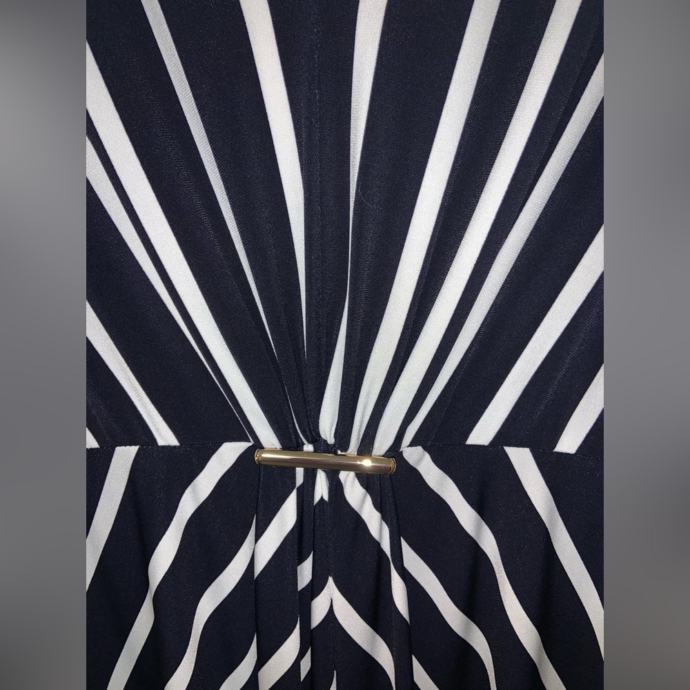 NEW 🇨🇦 Joseph Ribkoff Navy and White Striped Midi Dress - Picture 8 of 9